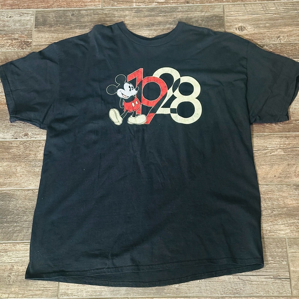 Disney Parks Shirt Adult 2XL XXL Black Red Mickey Mouse 1928 Men's